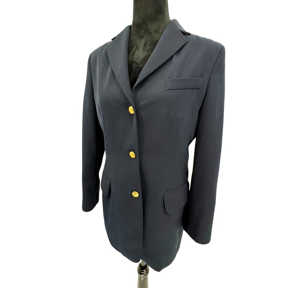 LL Bean Womens Navy Blazer Jacket 3 Gold Buttons Classic Fit Old Money‎ Size 6